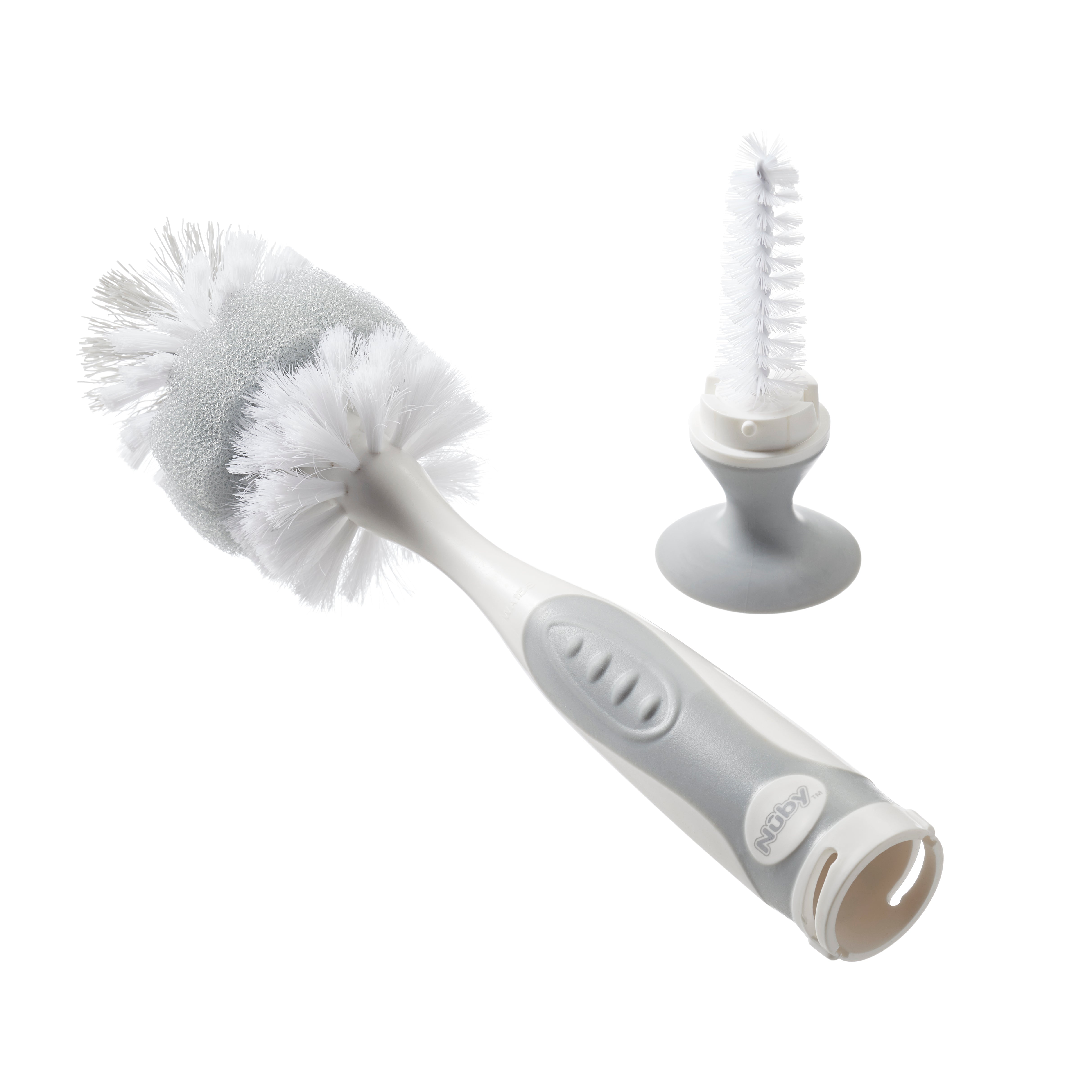 Brosse de Nettoyage pour Biberon et Tétine 2 en 1 avec base à ventouse